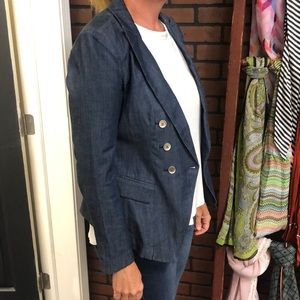 White House Black Market Denim Chambray Blazer